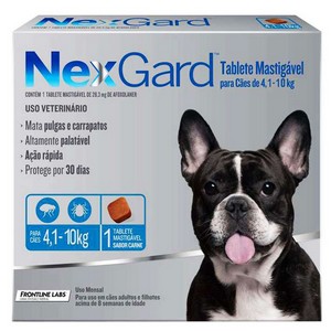 Antipulgas e Carrapatos Merial NexGard 28,3 mg para Cães de 4,1 a 10 Kg